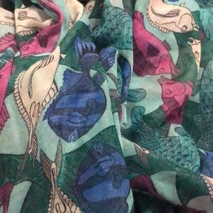 Blue Fish Pattern Scarf